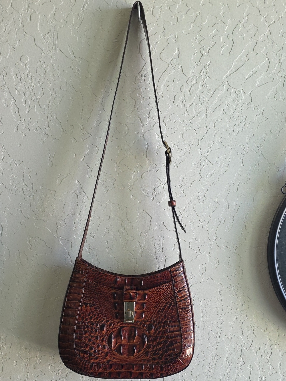 Brahmin Chestnut Croc-Embossed Leather Crossbody Bag